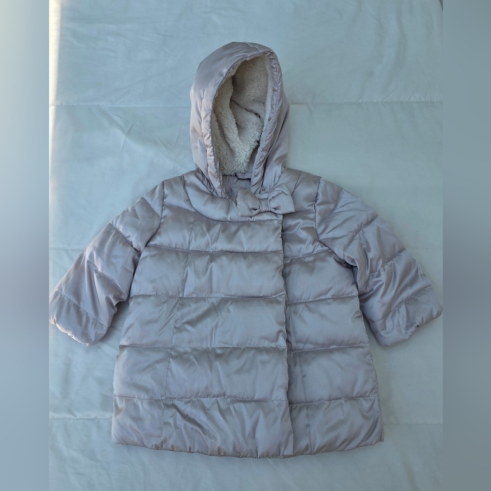 Gap -Metallic Silver Hooded Puffer Jacket . Size 12-18 Months. NWOT